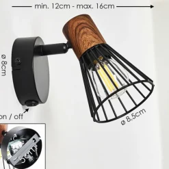 hofstein Applique murale Errested Bois foncé, Noir, 1 lumière