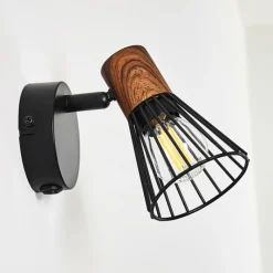 hofstein Applique murale Errested Bois foncé, Noir, 1 lumière