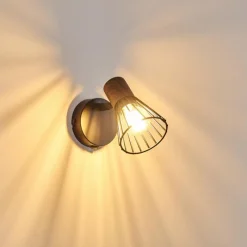 hofstein Applique murale Errested Bois foncé, Noir, 1 lumière