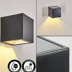 hofstein Applique murale extérieure solaire Lapeer LED Noir, 1 lumière