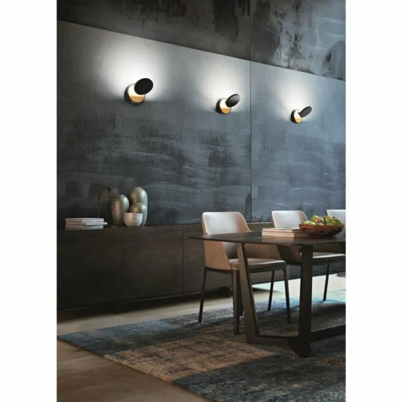 Lampes Dorées-Luminaires Fabas Luce Applique murale Fabas Luce Ara LED Or, Noir, 1 lumière