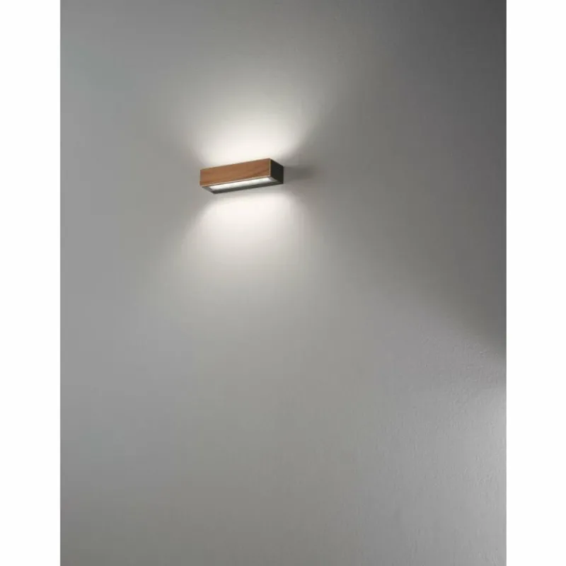 Lampes En Bois-Luminaires Fabas Luce Applique murale Fabas Luce Hazel LED Bois foncé, Noir, 1 lumière