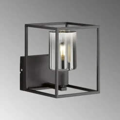 Suspension Verre Fumé-Luminaires Fischer & Honsel Applique murale Fischer & Honsel Iska Noir, 1 lumière