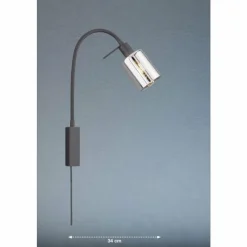 Suspension Verre Fumé-Luminaires Fischer & Honsel Applique murale Fischer & Honsel Iska Noir, 1 lumière