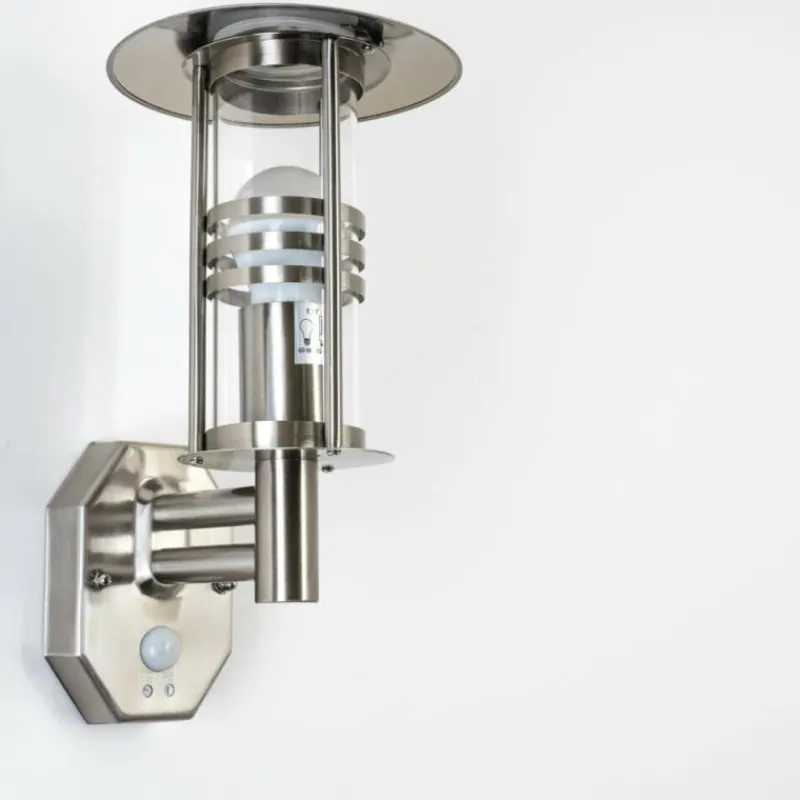 hofstein Applique murale FORLI Acier inoxydable, 1 lumière, Détecteur de mouvement