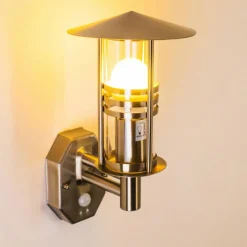 hofstein Applique murale FORLI Acier inoxydable, 1 lumière, Détecteur de mouvement