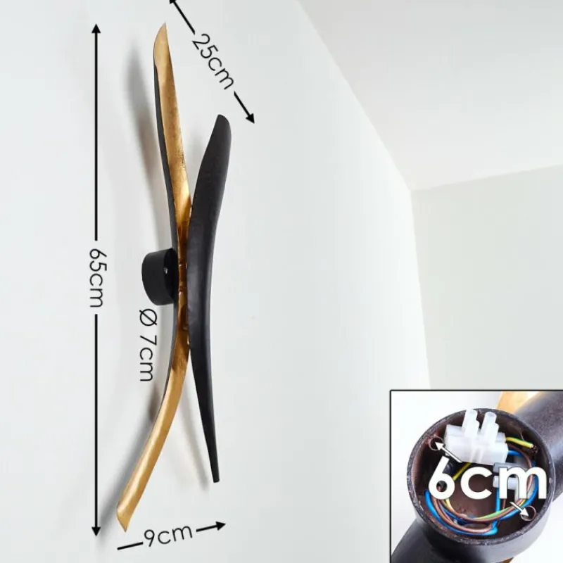 Lampes Dorées-hofstein Applique murale Forsheda Noir, 2 lumières