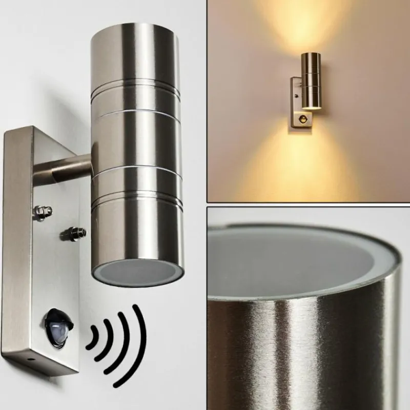 hofstein Applique murale Froslev LED Chrome, 2 lumières, Détecteur de mouvement