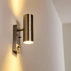 hofstein Applique murale Froslev LED Chrome, 2 lumières, Détecteur de mouvement