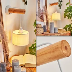 Lampes En Tissu-Luminaires Globo Lighting Applique murale Geelong Bois clair, Blanc, 1 lumière