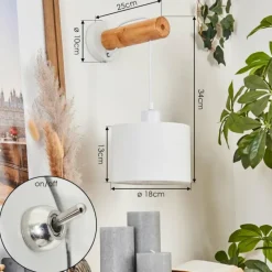 Lampes En Tissu-Luminaires Globo Lighting Applique murale Geelong Bois clair, Blanc, 1 lumière