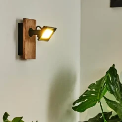 Lampes En Bois-hofstein Applique murale Giresta LED Brun, Noir, 1 lumière