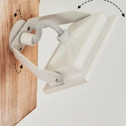 Lampes Vintages & Rétros-hofstein Applique murale Giresta LED Brun, Blanc, 1 lumière