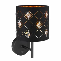 Lampes En Tissu-Luminaires Globo Lighting Applique murale Globo ABBEY Noir, 1 lumière