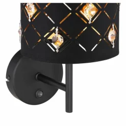Lampes En Tissu-Luminaires Globo Lighting Applique murale Globo ABBEY Noir, 1 lumière