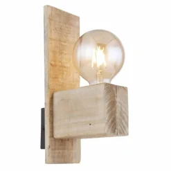 Luminaires Scandinaves-Luminaires Globo Lighting Applique murale Globo ADALIE Bois clair, Noir, 1 lumière