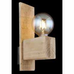 Luminaires Scandinaves-Luminaires Globo Lighting Applique murale Globo ADALIE Bois clair, Noir, 1 lumière