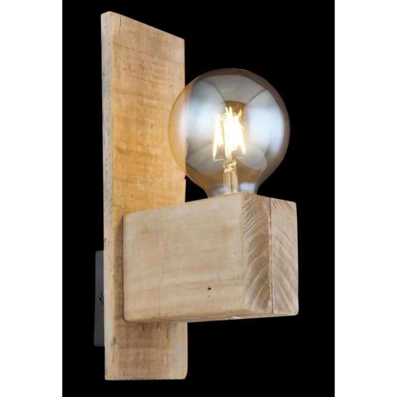 Luminaires Scandinaves-Luminaires Globo Lighting Applique murale Globo ADALIE Bois clair, Noir, 1 lumière