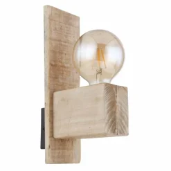 Luminaires Scandinaves-Luminaires Globo Lighting Applique murale Globo ADALIE Bois clair, Noir, 1 lumière