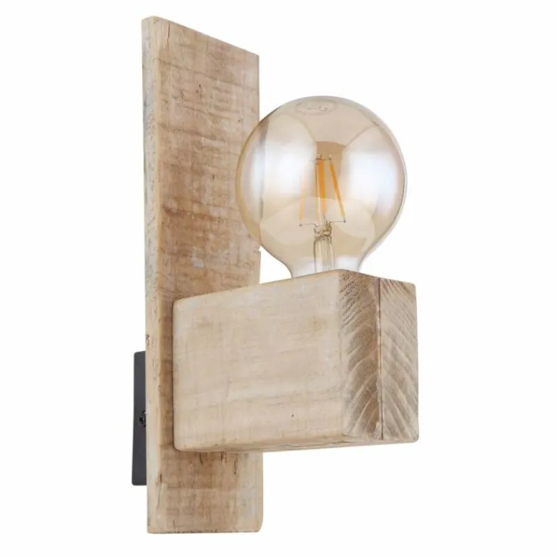 Luminaires Scandinaves-Luminaires Globo Lighting Applique murale Globo ADALIE Bois clair, Noir, 1 lumière