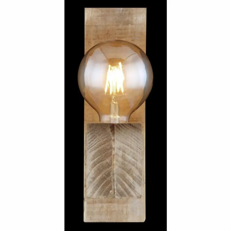 Luminaires Scandinaves-Luminaires Globo Lighting Applique murale Globo ADALIE Bois clair, Noir, 1 lumière