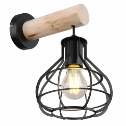 Lampes Vintages & Rétros-Luminaires Globo Lighting Applique murale Globo CLASTRA Bois clair, Noir, 1 lumière