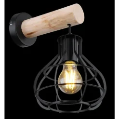 Lampes Vintages & Rétros-Luminaires Globo Lighting Applique murale Globo CLASTRA Bois clair, Noir, 1 lumière