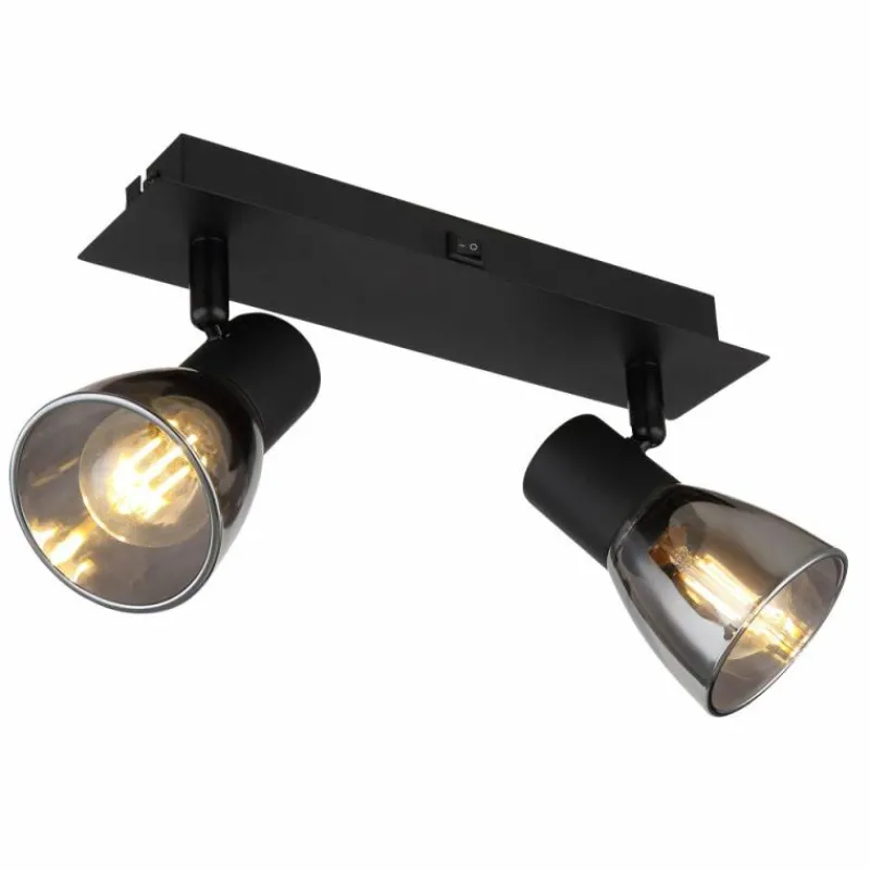 Suspension Verre Fumé-Luminaires Globo Lighting Applique murale Globo CLAUDE Noir, 2 lumières