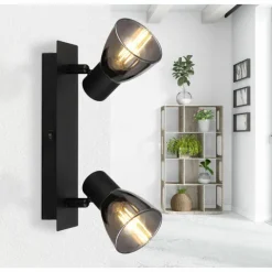 Suspension Verre Fumé-Luminaires Globo Lighting Applique murale Globo CLAUDE Noir, 2 lumières