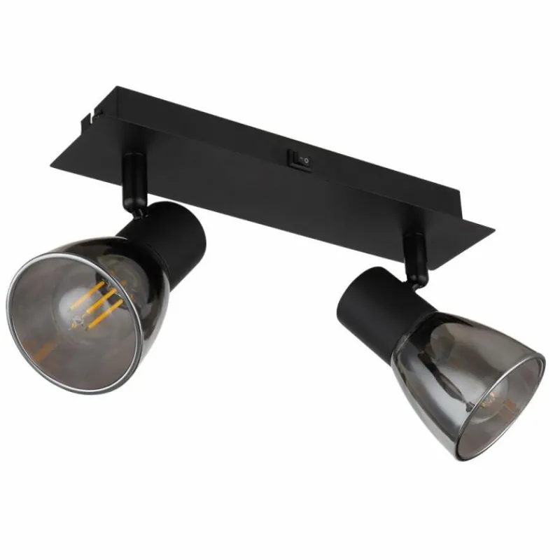 Suspension Verre Fumé-Luminaires Globo Lighting Applique murale Globo CLAUDE Noir, 2 lumières