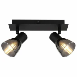 Suspension Verre Fumé-Luminaires Globo Lighting Applique murale Globo CLAUDE Noir, 2 lumières