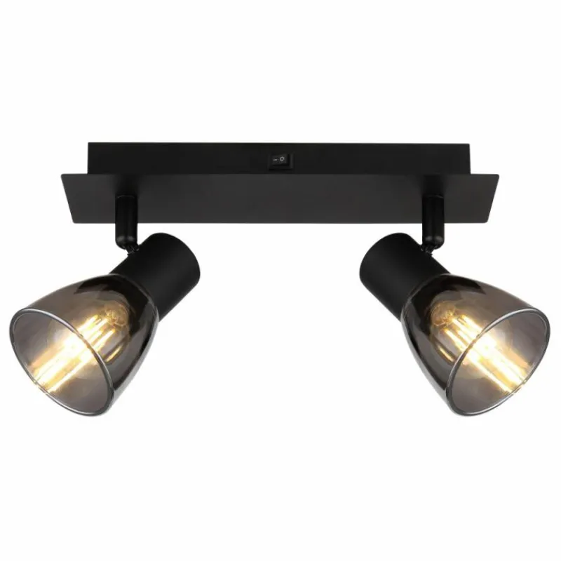 Suspension Verre Fumé-Luminaires Globo Lighting Applique murale Globo CLAUDE Noir, 2 lumières