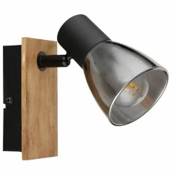 Suspension Verre Fumé-Luminaires Globo Lighting Applique murale Globo CLAUDE Bois foncé, Noir, 1 lumière