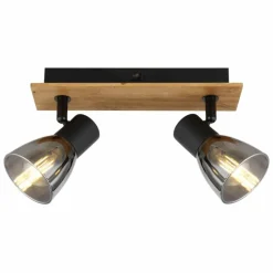 Suspension Verre Fumé-Luminaires Globo Lighting Applique murale Globo CLAUDE Bois foncé, Noir, 2 lumières