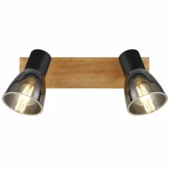 Suspension Verre Fumé-Luminaires Globo Lighting Applique murale Globo CLAUDE Bois foncé, Noir, 2 lumières