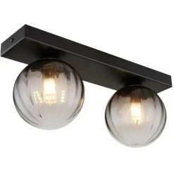 Suspension Verre Fumé-Luminaires Globo Lighting Applique murale Globo DALLERTA Noir, 2 lumières