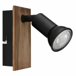 Lampes En Bois-Luminaires Globo Lighting Applique murale Globo DREW Brun, Noir, 1 lumière