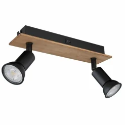 Lampes En Bois-Luminaires Globo Lighting Applique murale Globo DREW Brun, Noir, 2 lumières