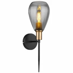 Suspension Verre Fumé-Luminaires Globo Lighting Applique murale Globo FANNI Noir, 1 lumière