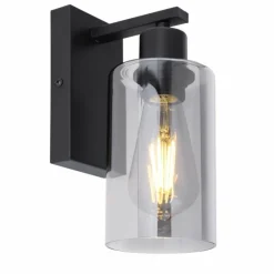 Suspension Verre Fumé-Luminaires Globo Lighting Applique murale Globo HADERA Noir, 1 lumière