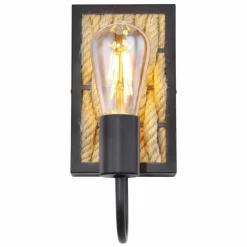 Style Boho-Chic-Luminaires Globo Lighting Applique murale Globo HALIA Noir, 1 lumière