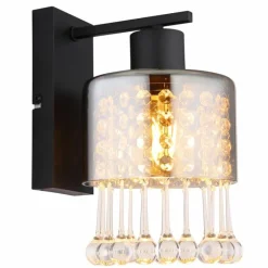 Suspension Verre Fumé-Luminaires Globo Lighting Applique murale Globo HENDRY Noir, 1 lumière