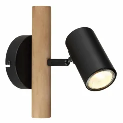 Lampes En Bois-Luminaires Globo Lighting Applique murale Globo HERTI Brun, Noir, 1 lumière