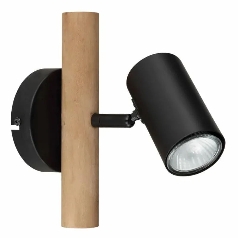 Lampes En Bois-Luminaires Globo Lighting Applique murale Globo HERTI Brun, Noir, 1 lumière