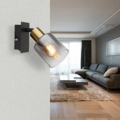 Suspension Verre Fumé-Luminaires Globo Lighting Applique murale Globo HOLLSY Noir, 1 lumière