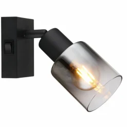 Suspension Verre Fumé-Luminaires Globo Lighting Applique murale Globo HUBERTUS Noir, 1 lumière