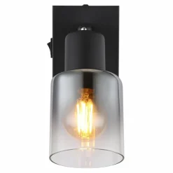 Suspension Verre Fumé-Luminaires Globo Lighting Applique murale Globo HUBERTUS Noir, 1 lumière