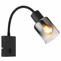 Suspension Verre Fumé-Luminaires Globo Lighting Applique murale Globo HUBERTUS Noir, 1 lumière