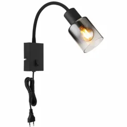 Suspension Verre Fumé-Luminaires Globo Lighting Applique murale Globo HUBERTUS Noir, 1 lumière