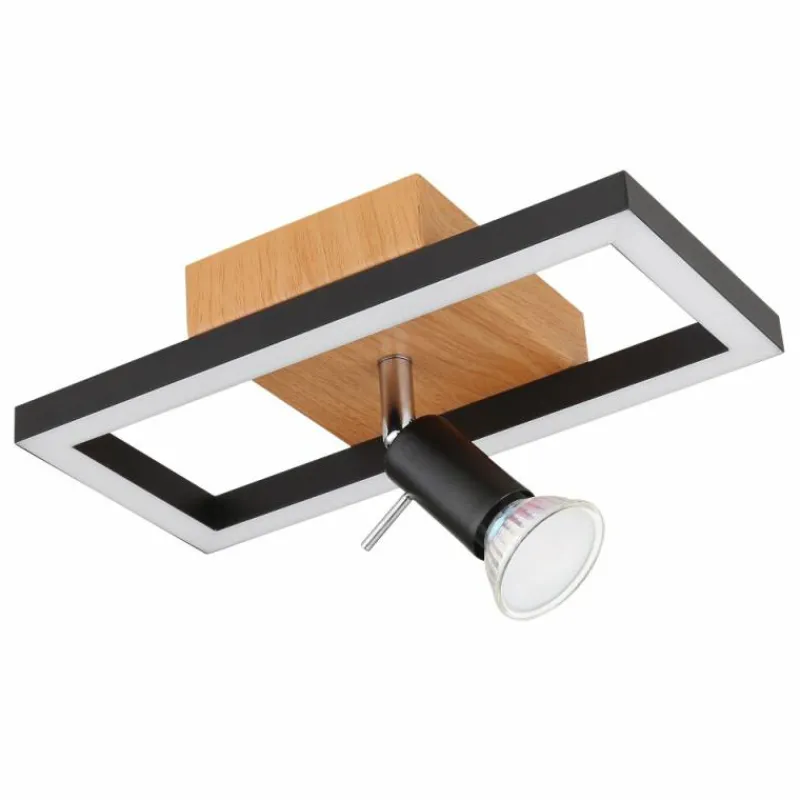 Lampes En Bois-Luminaires Globo Lighting Applique murale Globo IDA LED Couleur bois, Noir, 2 lumières